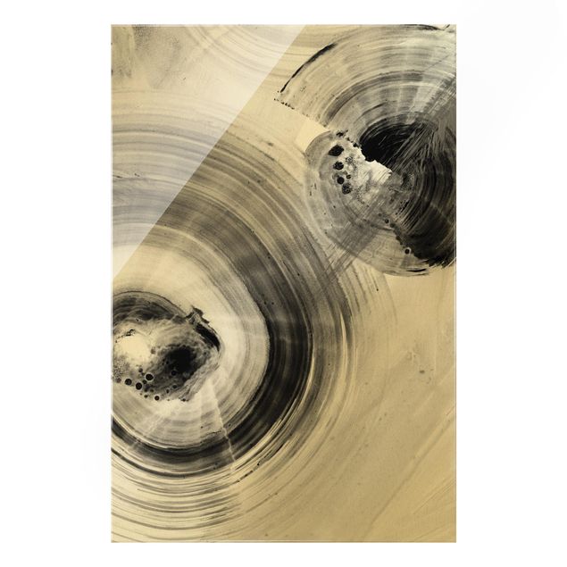 Glass print - Curved Circles Black And White - Portrait format