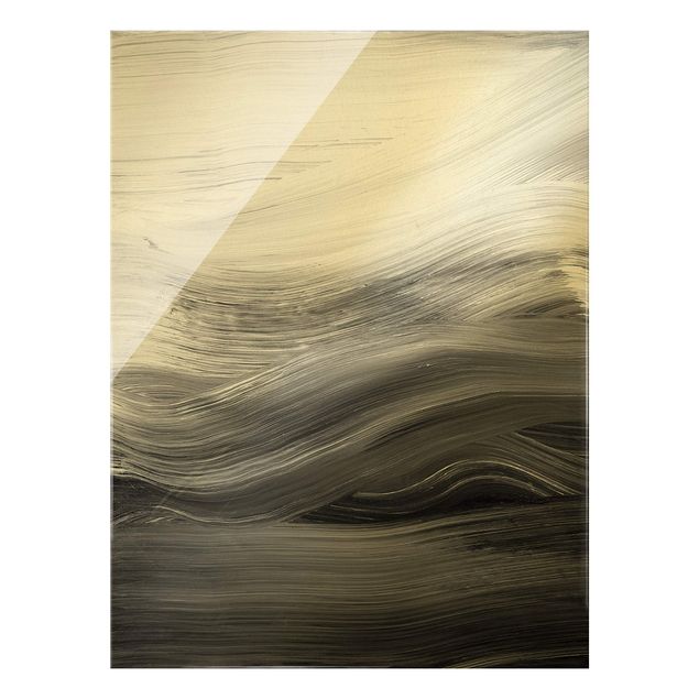 Glass print - Curved Waves Black And White  - Portrait format