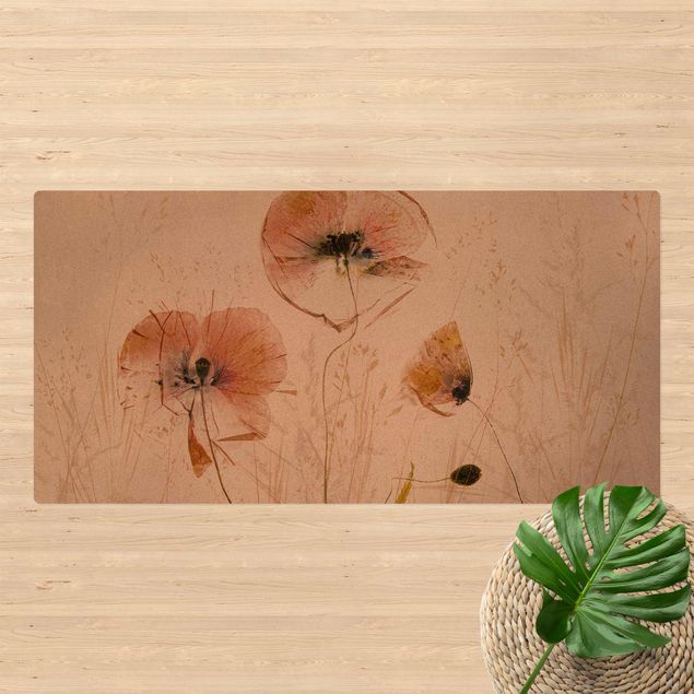 hallway runner Dried Poppy Flowers With Delicate Grasses
