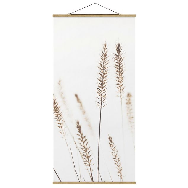 Fabric print with poster hangers - Dried Cynosurus Cristatus - Portrait format 1:2