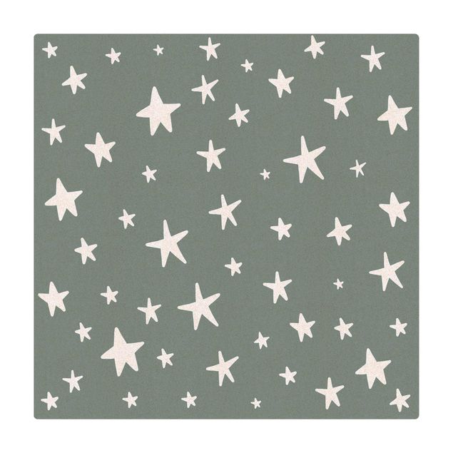 Cork mat - Drawn Big Stars Up In Blue Sky - Square 1:1
