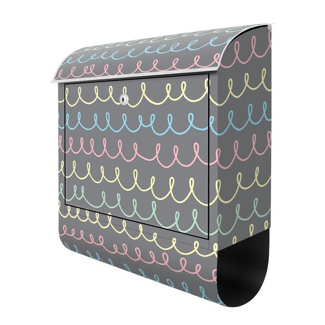 Letterbox - Drawn Pastel Coloured Squiggly Lines On Grey Backdrop