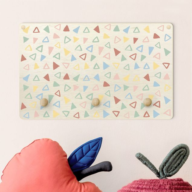 Coat rack for children - Drawn Pyramids Colourful
