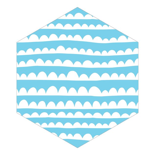 Self-adhesive hexagonal pattern wallpaper - Drawn White Bands Of Clouds Up In Blue Skies