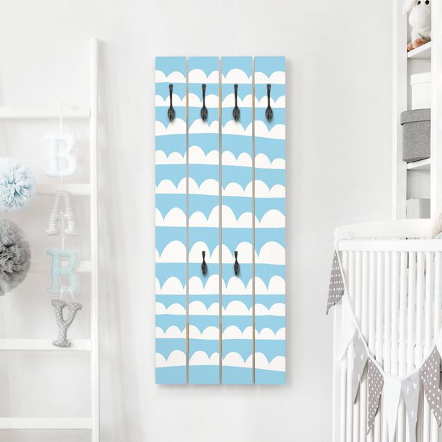 Wooden coat rack - Drawn White Bands Of Clouds Up In Blue Skies