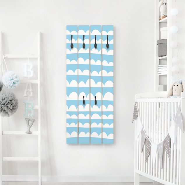 Wooden coat rack - Drawn White Bands Of Clouds Up In Blue Skies