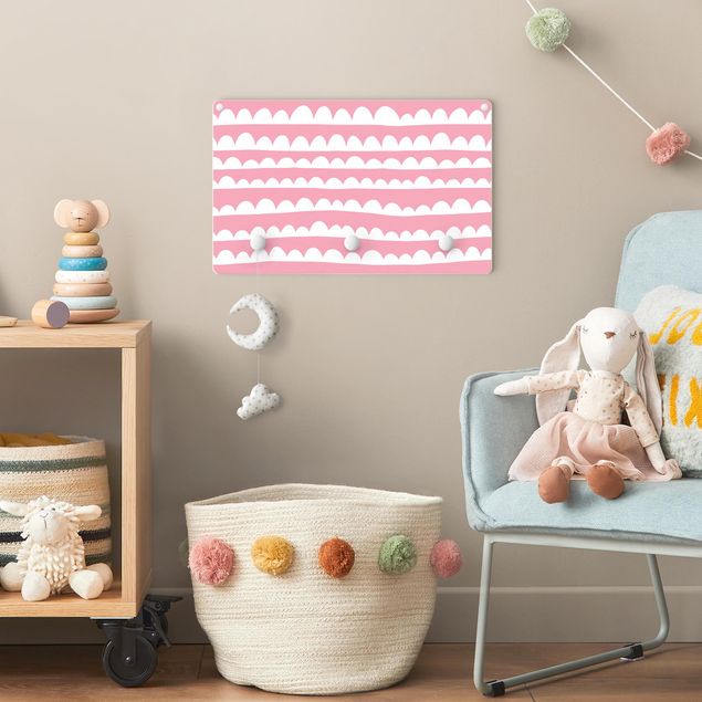 Coat rack for children - Drawn White Bands Of Clouds Up In Light Pink Skies