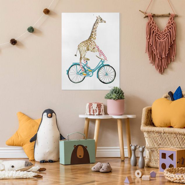 Canvas print - Giraffe on a joy ride II - Portrait format3:4