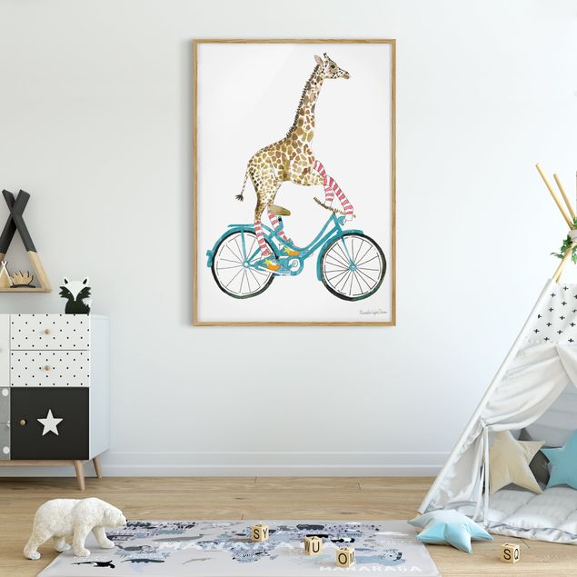 Framed poster - Giraffe on a joy ride II