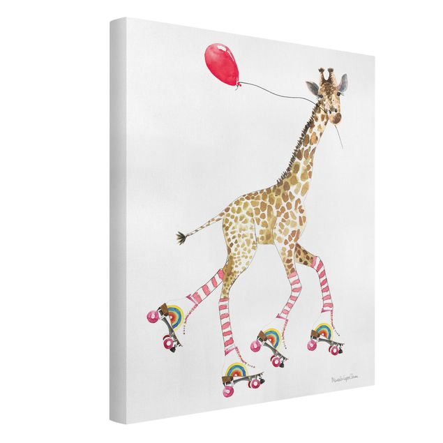 Canvas print - Giraffe on a joy ride - Portrait format3:4