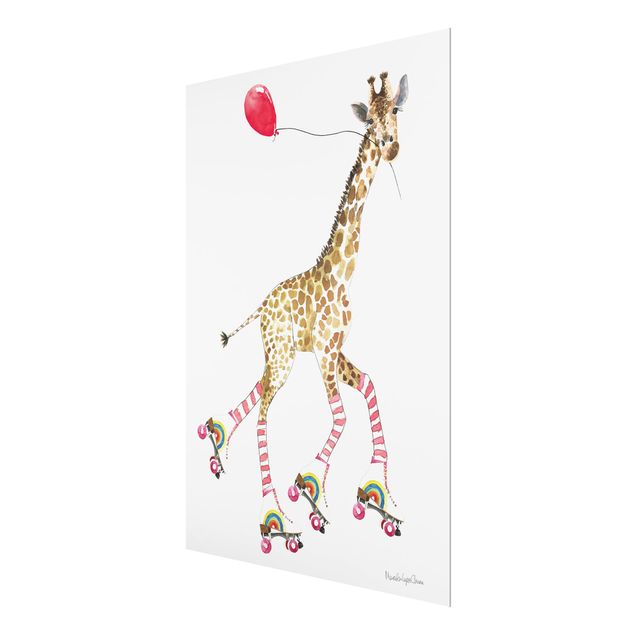 Glass print - Giraffe on a joy ride