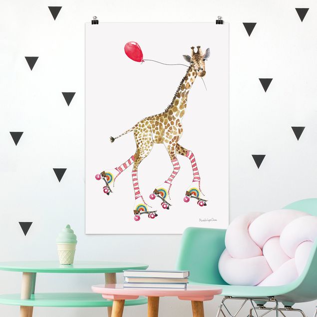 Poster art print - Giraffe on a joy ride