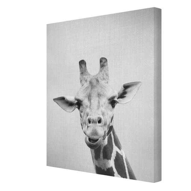 Canvas print - Giraffe Gundel Black And White - Portrait format 3:4