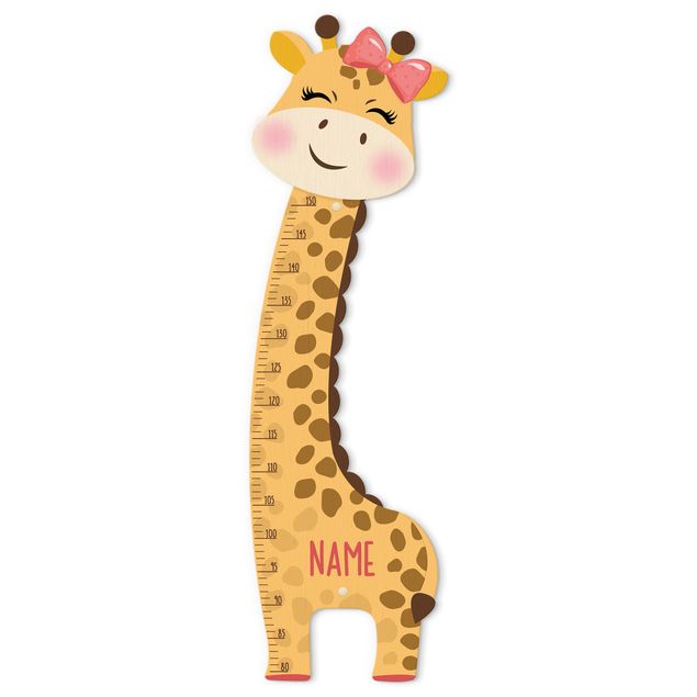Wooden height chart for kids - Giraffe girl with custom name