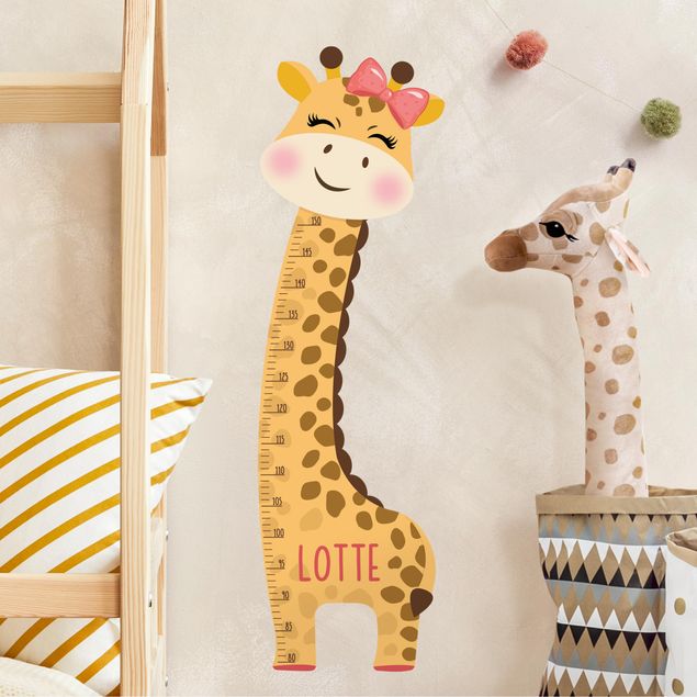Wall stickers height measure bar Giraffe girl with custom name
