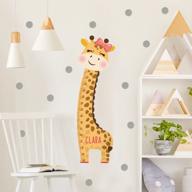 Animal print wall stickers Giraffe girl with custom name
