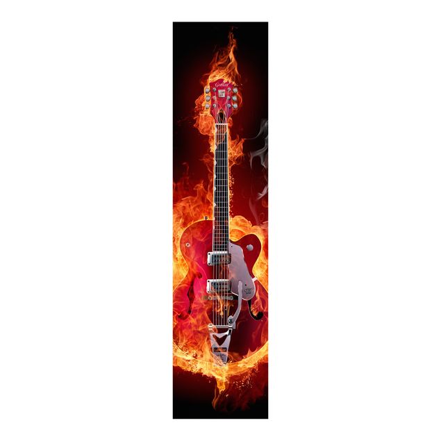 Sliding panel curtains set - Guitar In Flames