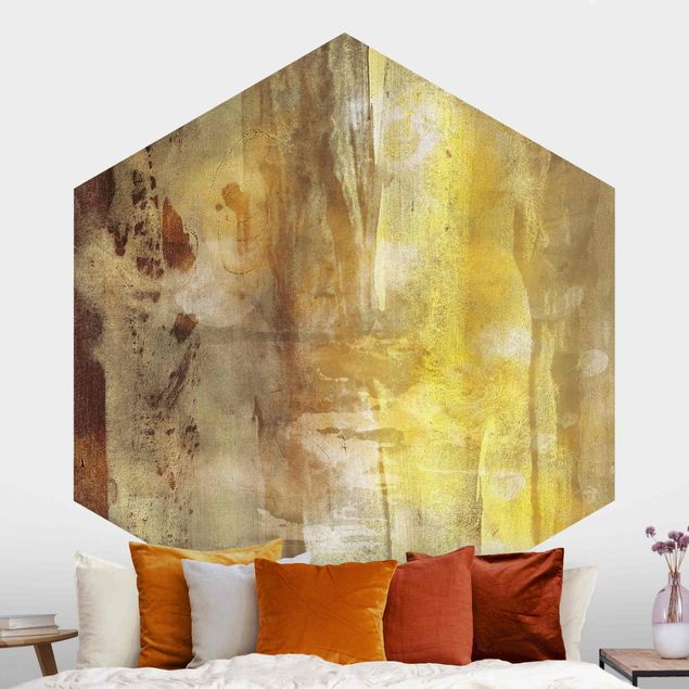 Self-adhesive hexagonal wall mural Golden Sunlight In Forest