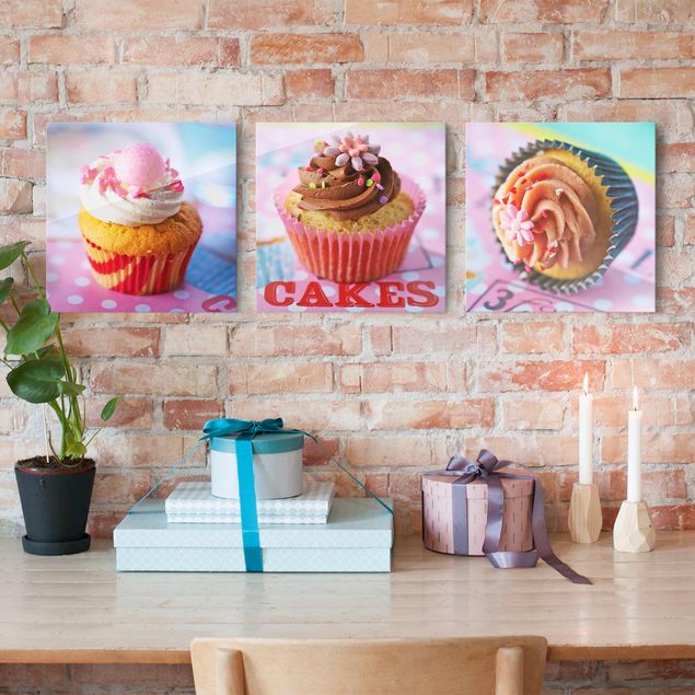 Glas Magnetboard Colourful Cupcakes