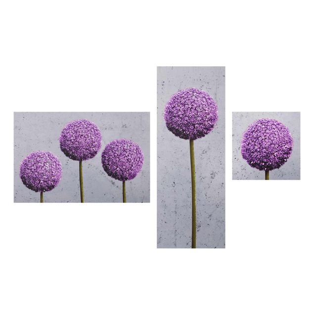Glass print 3 parts - Allium Round-Headed Flower