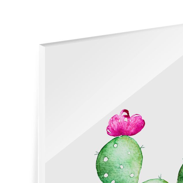 Glass print 3 parts - Watercolour Cactus Set