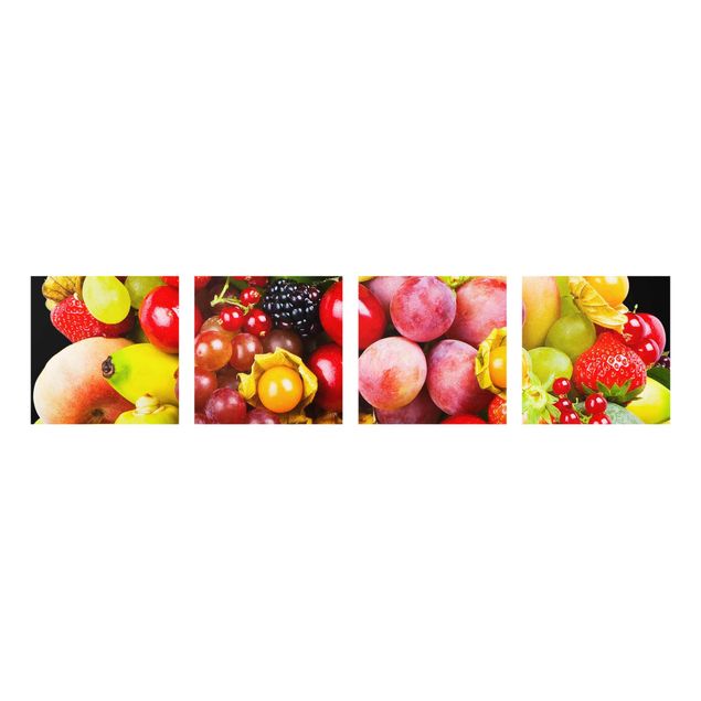 Glass print 4 parts - Colourful Exotic Fruits