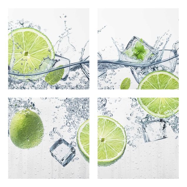 Glass print 4 parts - Refreshing Lime