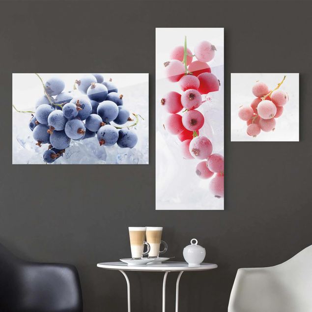 Glass print 3 parts - Frozen Berries