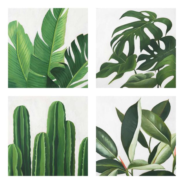 Glass print 4 parts - Favorite Plants Tropical Set I