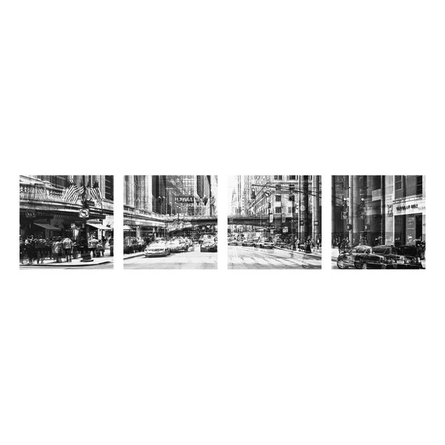 Glass print 4 parts - NYC Urban black and white