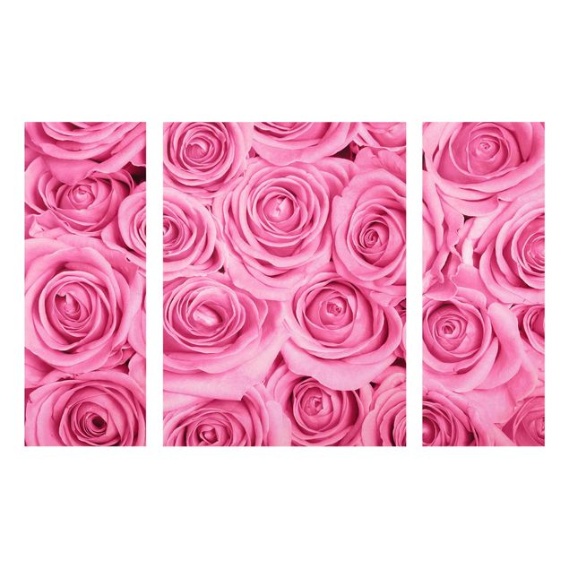Glass print 3 parts - Pink Roses