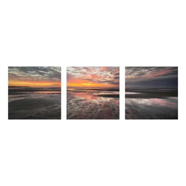 Glass print 3 parts - Sunrise Over The Mudflat