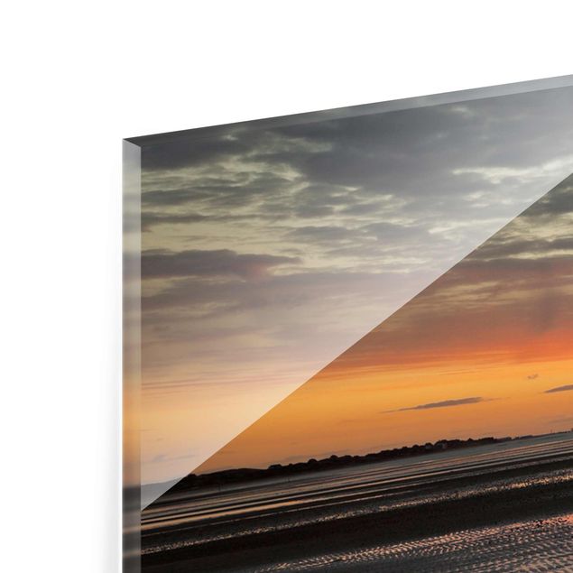 Glass print 3 parts - Sunrise Over The Mudflat