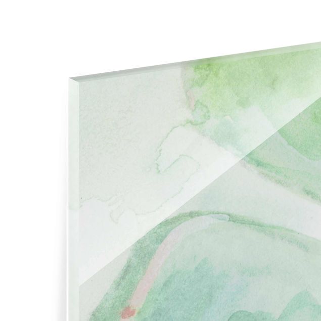Glass print 3 parts - Succulent Plant Watercolour Light Coloured