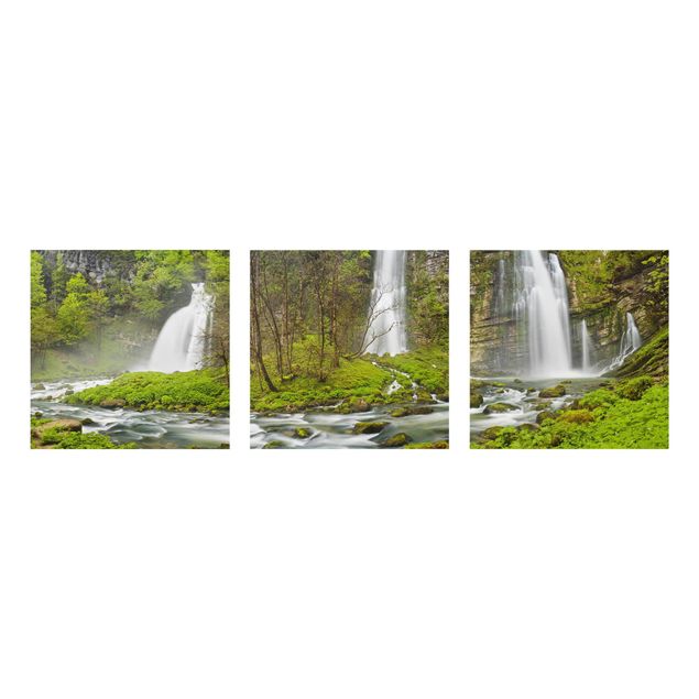 Glass print 3 parts - Waterfalls Cascade De Flumen