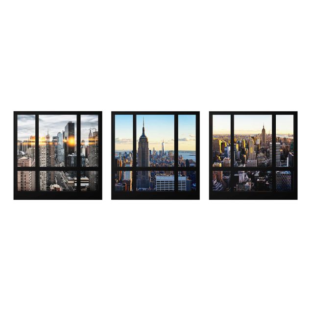 Glass print 3 parts - Window Views Of New York
