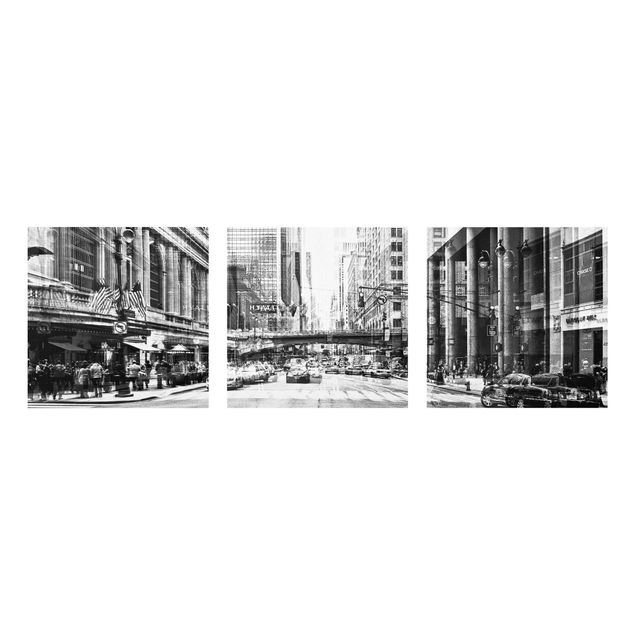 Glass print 3 parts - NYC Urban black and white