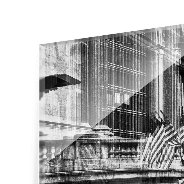 Glass print 3 parts - NYC Urban black and white