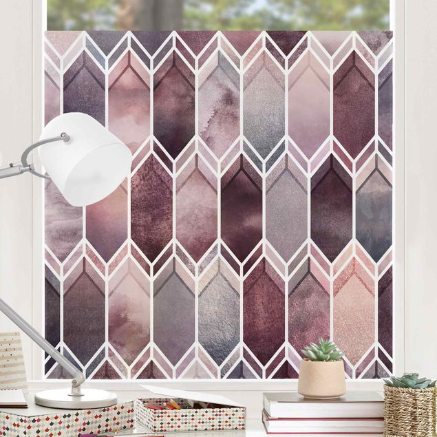 Window decoration - Stained Glass Geometry Rosé