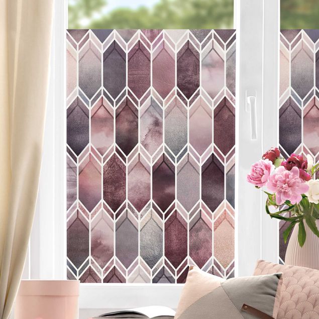 Window decoration - Stained Glass Geometry Rosé