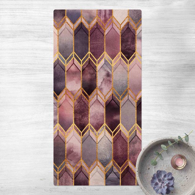 Runner rugs Stained Glass Geometric Rose Gold