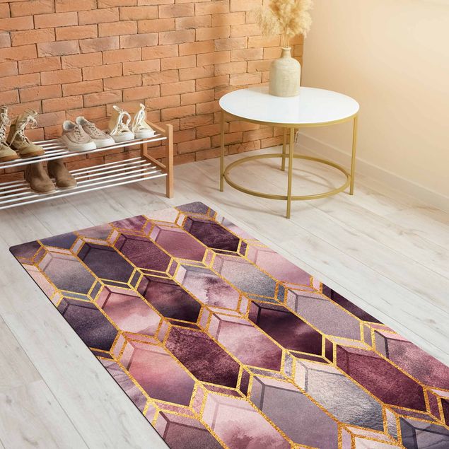 Modern rugs Stained Glass Geometric Rose Gold