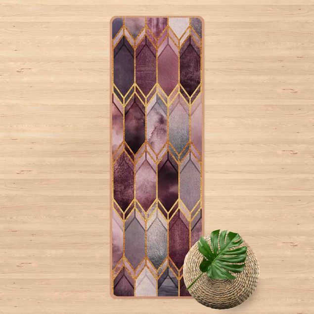 Yoga mat - Stained Glass Geometric Rose Gold