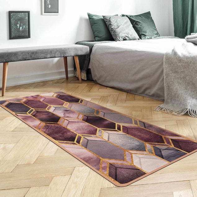 large area rugs Stained Glass Geometric Rose Gold