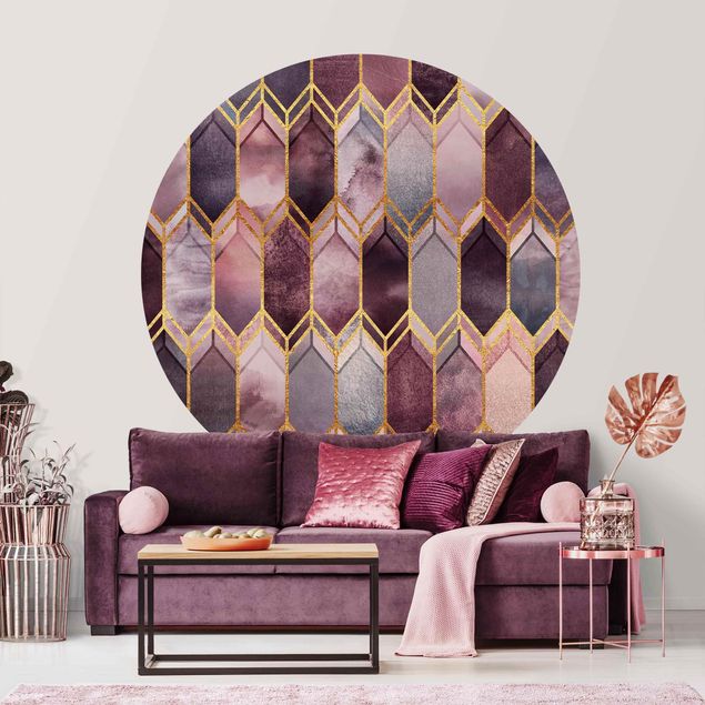 Wallpapers Stained Glass Geometric Rose Gold