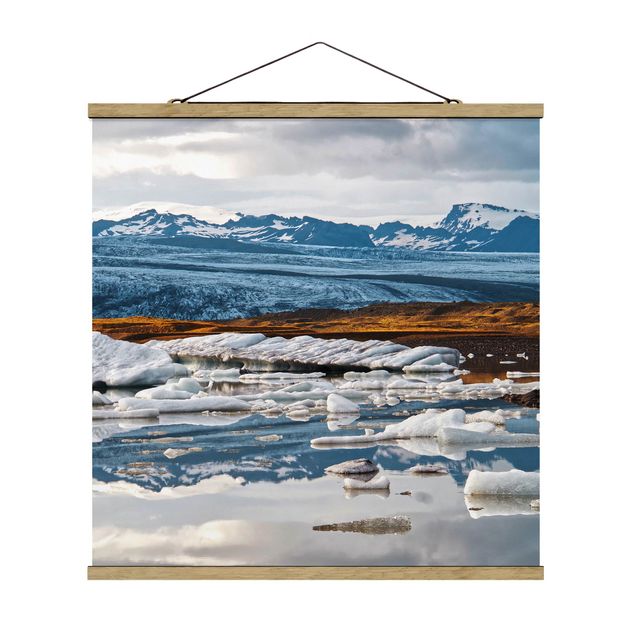 Fabric print with poster hangers - Glacier Lagoon - Square 1:1