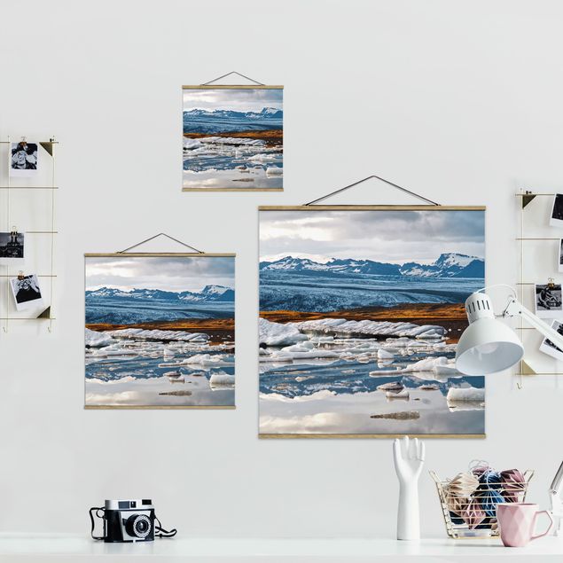 Fabric print with poster hangers - Glacier Lagoon - Square 1:1