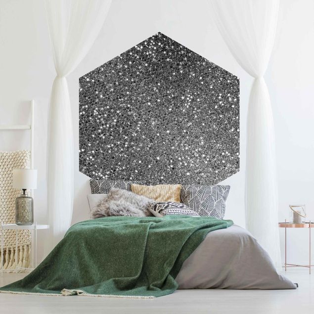 Self-adhesive hexagonal pattern wallpaper - Glitter Confetti In Black And White