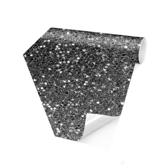 Self-adhesive hexagonal pattern wallpaper - Glitter Confetti In Black And White