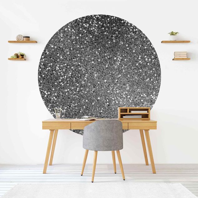 Self-adhesive round wallpaper - Glitter Confetti In Black And White